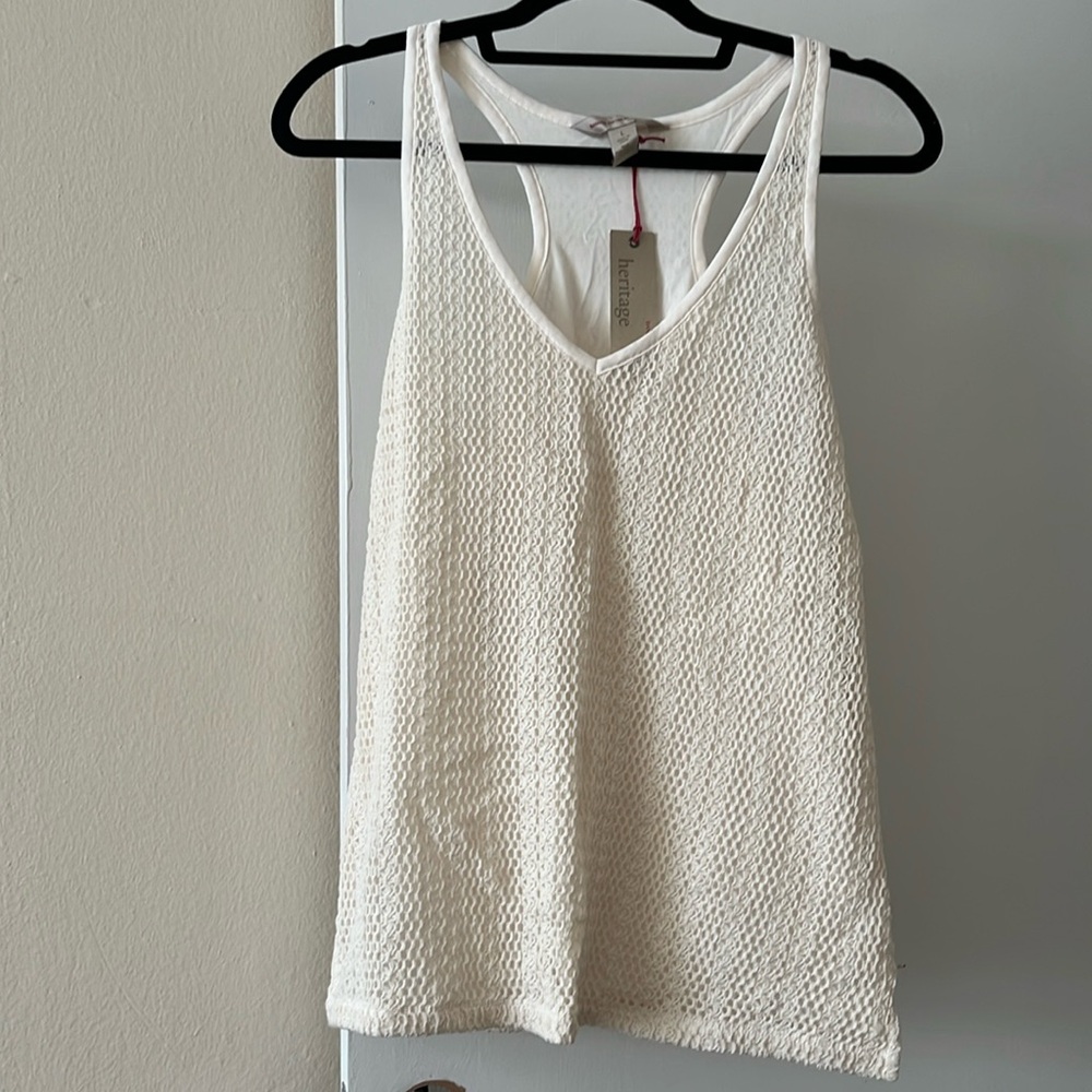 NWT Banana Republic Cream Crochet Tank size Large